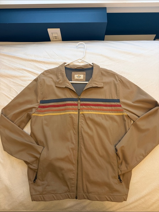 Marine Layer Other - Marine Layer Lightweight Tan Windbreaker with Multi-Stripe Chest